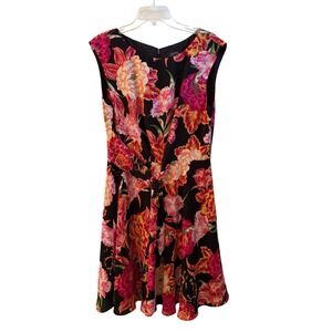 Tahari Arthur S Levine Floral Front Knot Fit & Flare Dress Party SZ 12